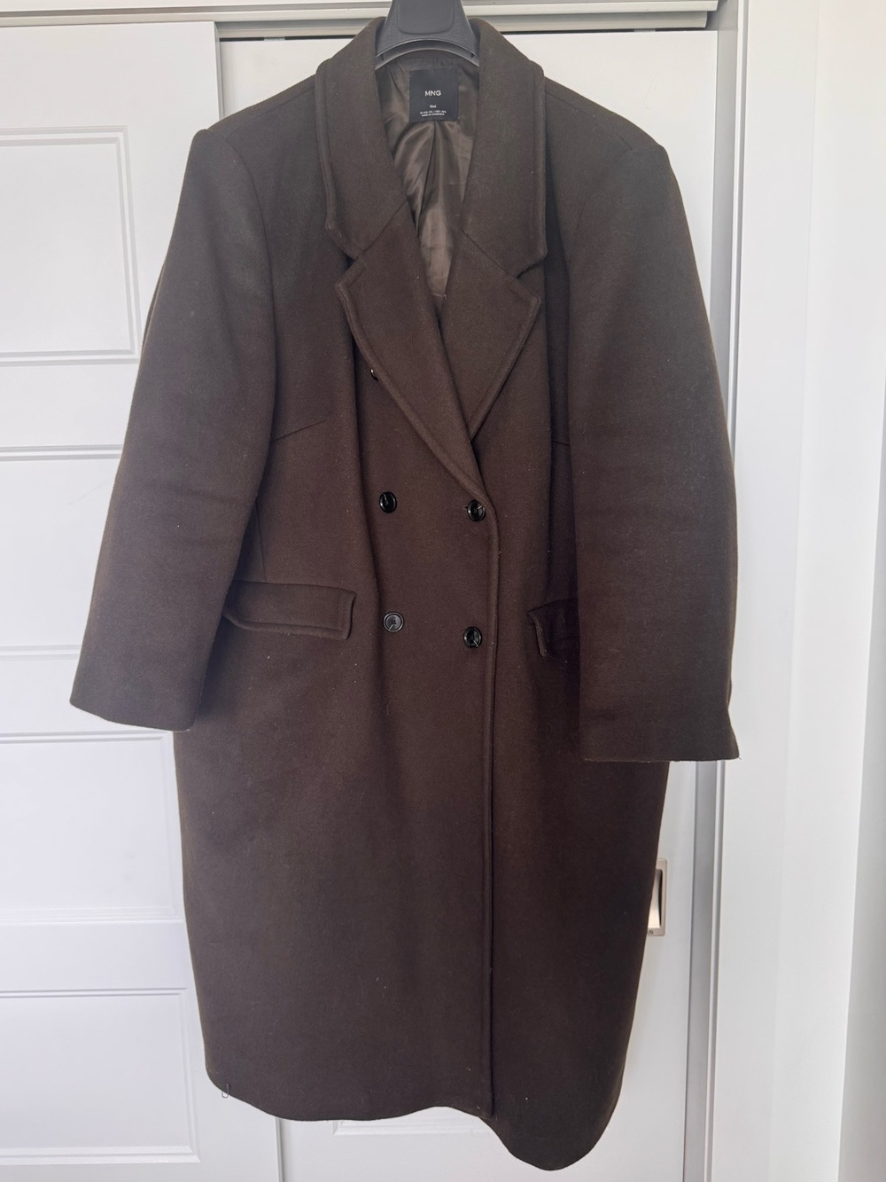 MANGO Double-breasted wool coat Khaki Size 4XL